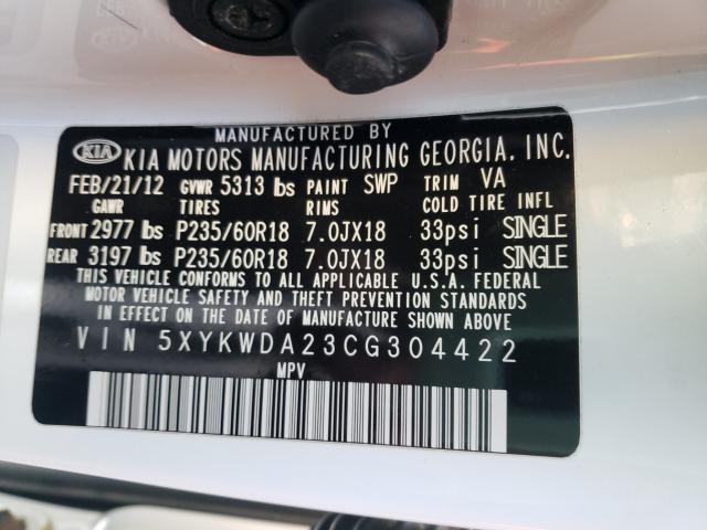 Photo 9 VIN: 5XYKWDA23CG304422 - KIA SORENTO SX 