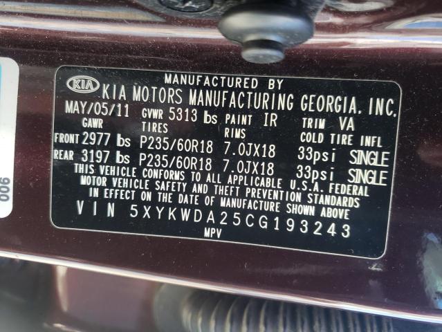 Photo 9 VIN: 5XYKWDA25CG193243 - KIA SORENTO SX 