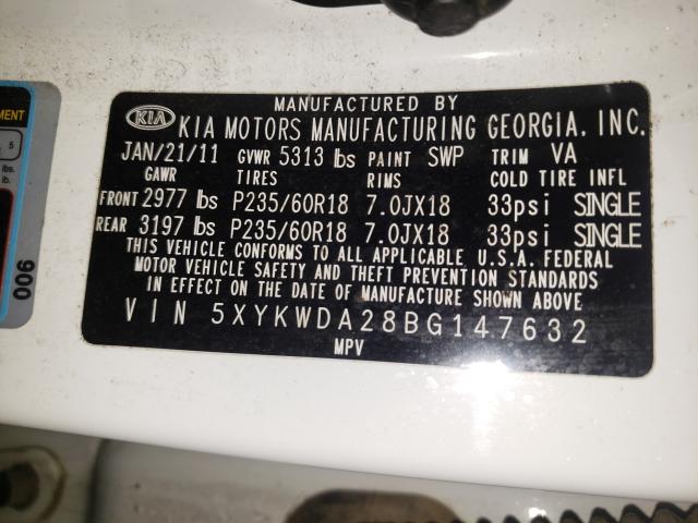 Photo 9 VIN: 5XYKWDA28BG147632 - KIA SORENTO SX 