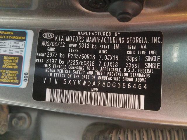 Photo 9 VIN: 5XYKWDA28DG366464 - KIA SORENTO SX 