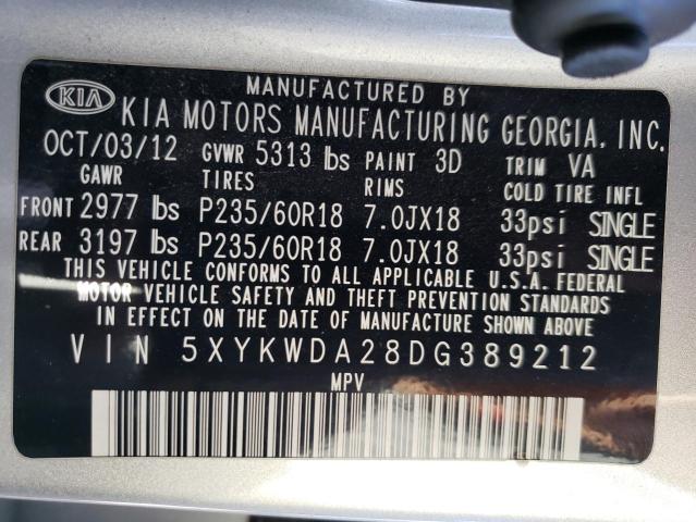 Photo 12 VIN: 5XYKWDA28DG389212 - KIA SORENTO SX 