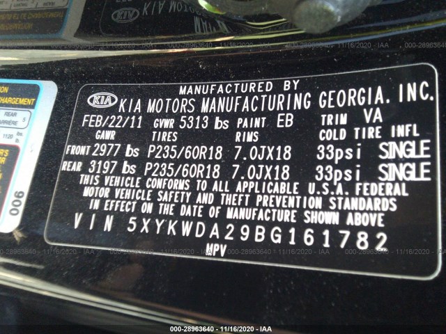 Photo 8 VIN: 5XYKWDA29BG161782 - KIA SORENTO 