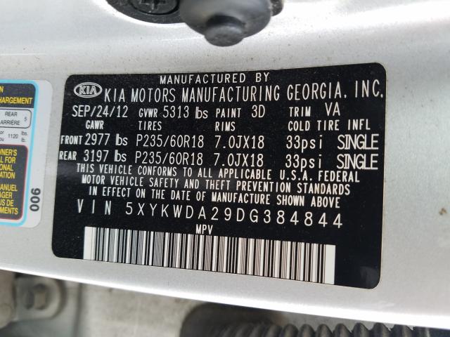 Photo 9 VIN: 5XYKWDA29DG384844 - KIA SORENTO SX 