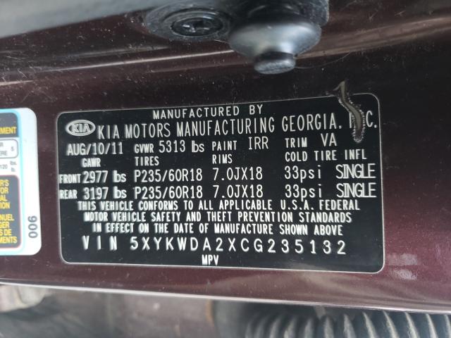 Photo 9 VIN: 5XYKWDA2XCG235132 - KIA SORENTO SX 