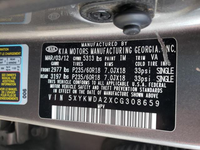 Photo 11 VIN: 5XYKWDA2XCG308659 - KIA SORENTO 