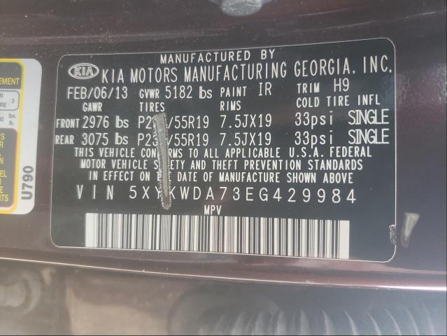 Photo 9 VIN: 5XYKWDA73EG429984 - KIA SORENTO SX 