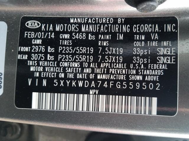 Photo 9 VIN: 5XYKWDA74FG559502 - KIA SORENTO SX 