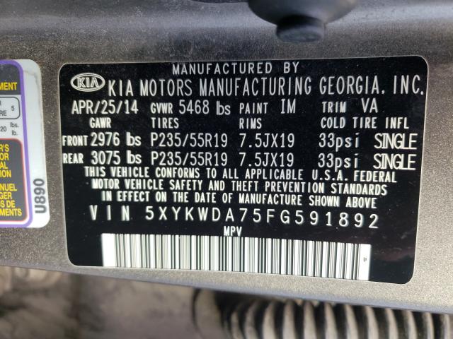 Photo 9 VIN: 5XYKWDA75FG591892 - KIA SORENTO SX 