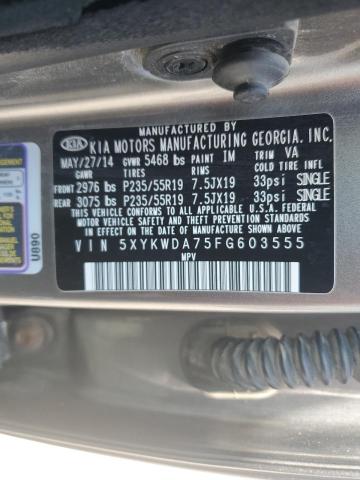 Photo 12 VIN: 5XYKWDA75FG603555 - KIA SORENTO SX 