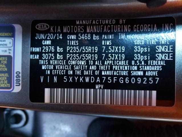 Photo 9 VIN: 5XYKWDA75FG609257 - KIA SORENTO SX 