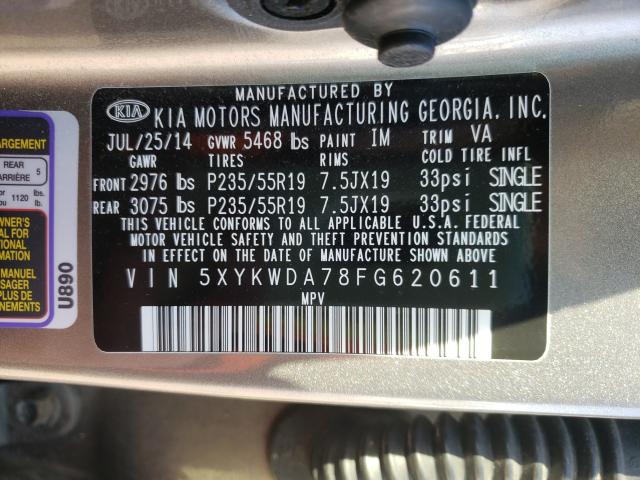 Photo 9 VIN: 5XYKWDA78FG620611 - KIA SORENTO SX 