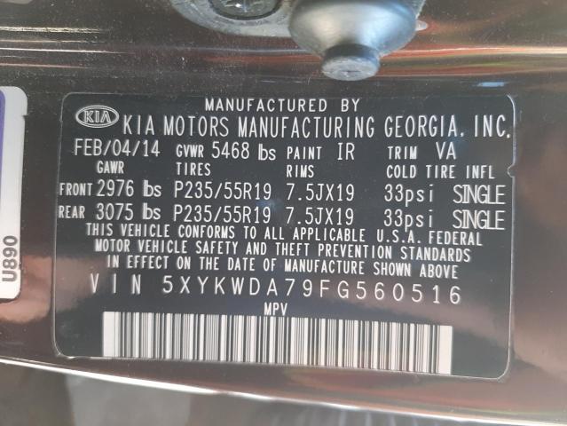 Photo 9 VIN: 5XYKWDA79FG560516 - KIA SORENTO SX 