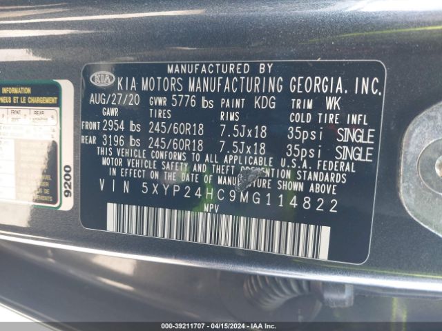 Photo 8 VIN: 5XYP24HC9MG114822 - KIA TELLURIDE 