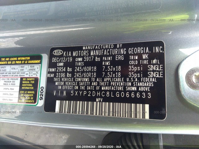 Photo 8 VIN: 5XYP2DHC8LG066633 - KIA TELLURIDE 