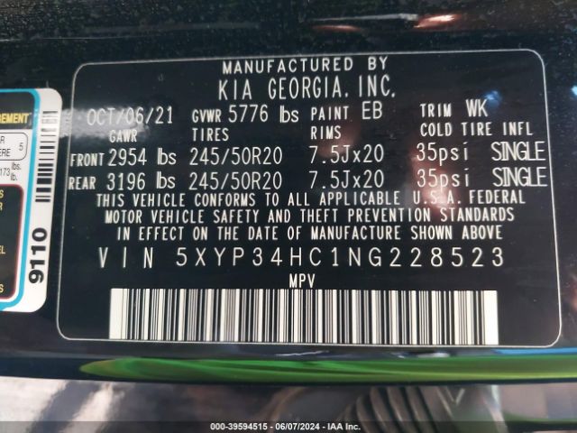 Photo 8 VIN: 5XYP34HC1NG228523 - KIA TELLURIDE 