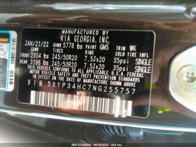 Photo 8 VIN: 5XYP34HC7NG255757 - KIA TELLURIDE 