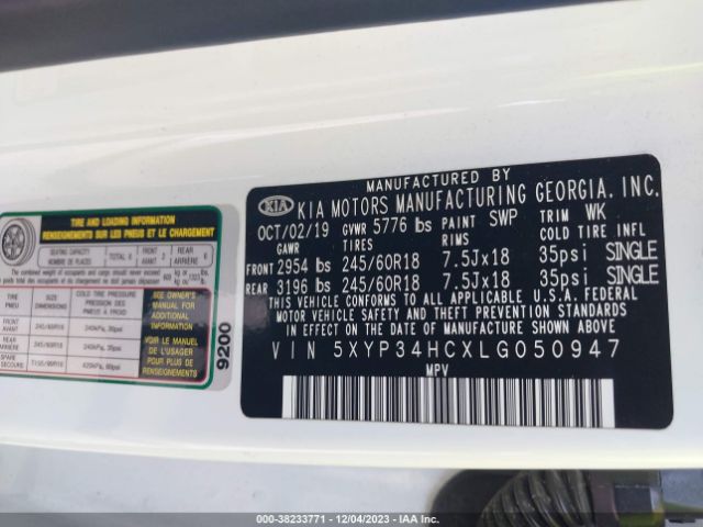 Photo 8 VIN: 5XYP34HCXLG050947 - KIA TELLURIDE 