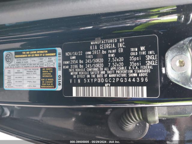 Photo 8 VIN: 5XYP3DGC2PG344396 - KIA TELLURIDE 