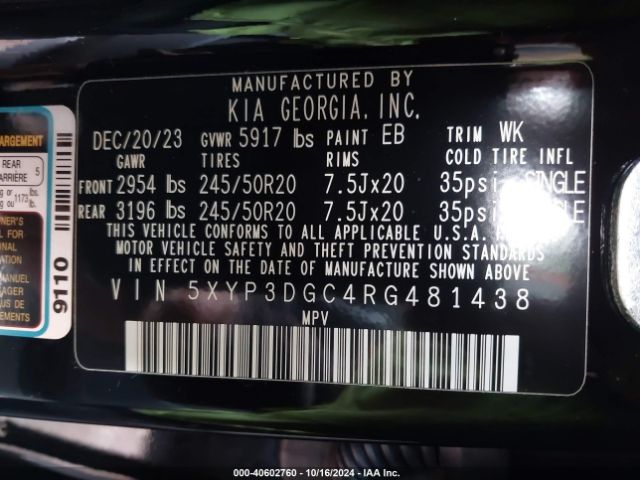 Photo 8 VIN: 5XYP3DGC4RG481438 - KIA TELLURIDE 