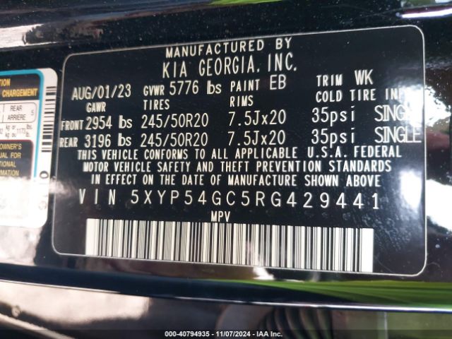 Photo 8 VIN: 5XYP54GC5RG429441 - KIA TELLURIDE 