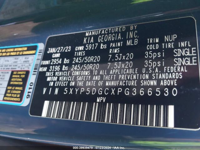 Photo 8 VIN: 5XYP5DGCXPG366530 - KIA TELLURIDE 