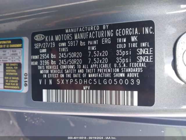 Photo 8 VIN: 5XYP5DHC5LG050039 - KIA TELLURIDE 