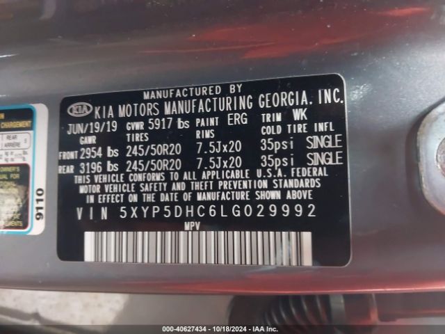 Photo 8 VIN: 5XYP5DHC6LG029992 - KIA TELLURIDE 