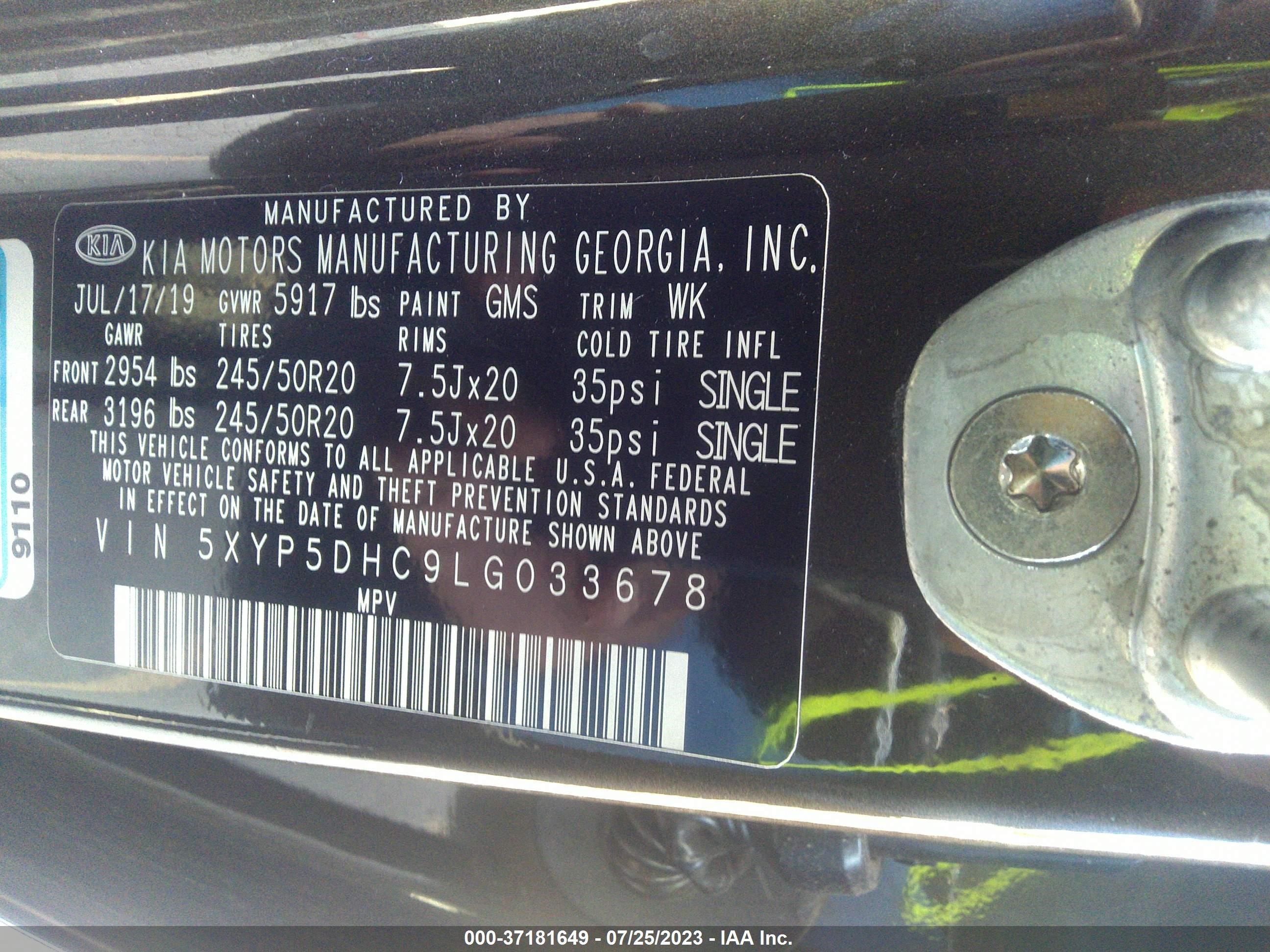 Photo 8 VIN: 5XYP5DHC9LG033678 - KIA TELLURIDE 