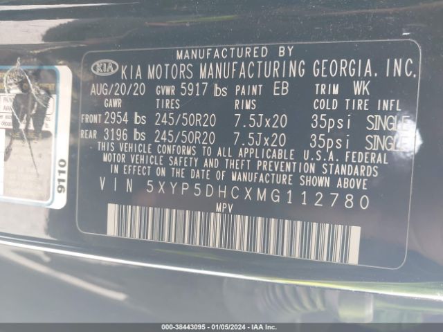 Photo 8 VIN: 5XYP5DHCXMG112780 - KIA TELLURIDE 