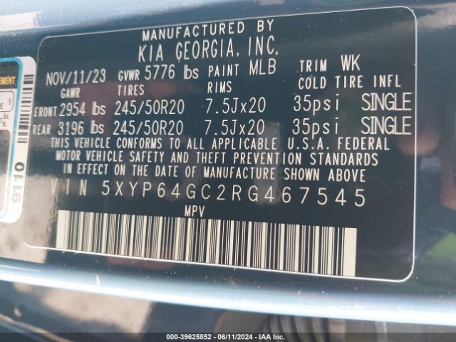 Photo 8 VIN: 5XYP64GC2RG467545 - KIA TELLURIDE 