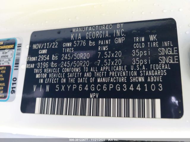 Photo 8 VIN: 5XYP64GC6PG344103 - KIA TELLURIDE 