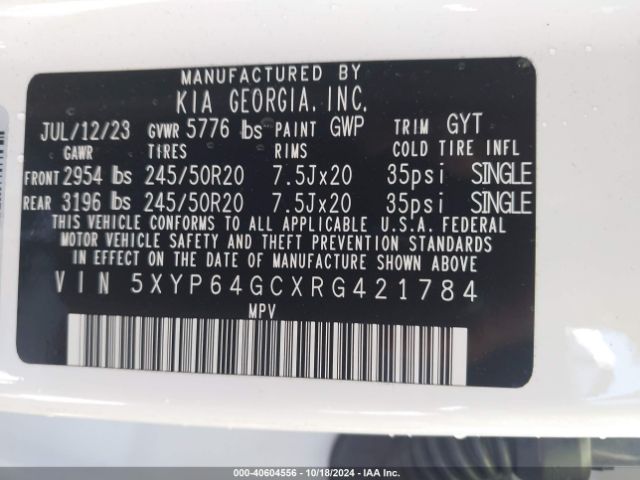 Photo 8 VIN: 5XYP64GCXRG421784 - KIA TELLURIDE 