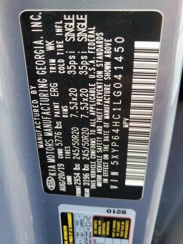 Photo 12 VIN: 5XYP64HC1LG041450 - KIA TELLURIDE 