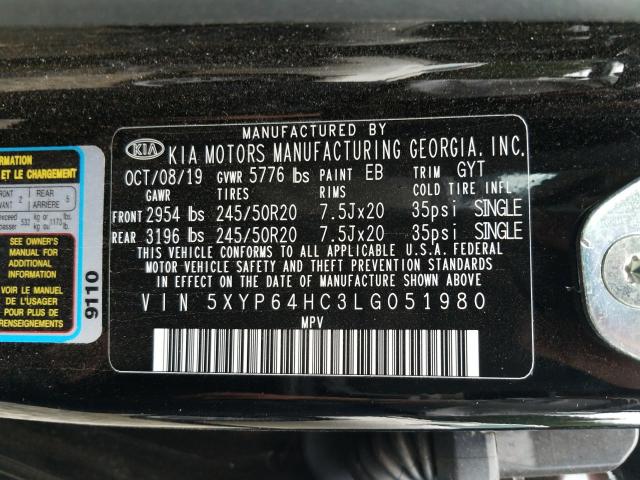 Photo 9 VIN: 5XYP64HC3LG051980 - KIA TELLURIDE 