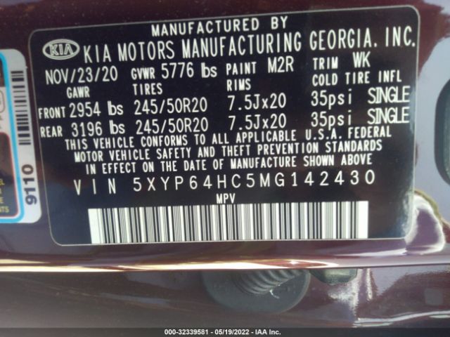 Photo 8 VIN: 5XYP64HC5MG142430 - KIA TELLURIDE 