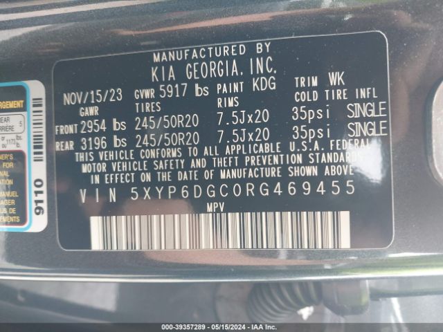 Photo 8 VIN: 5XYP6DGC0RG469455 - KIA TELLURIDE 