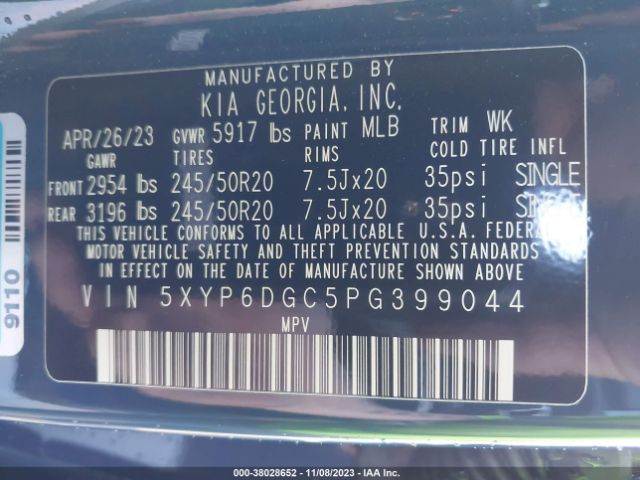 Photo 8 VIN: 5XYP6DGC5PG399044 - KIA TELLURIDE 