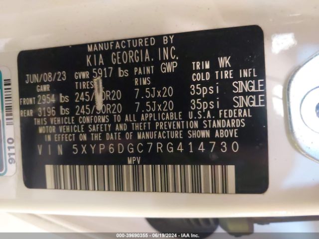 Photo 8 VIN: 5XYP6DGC7RG414730 - KIA TELLURIDE 