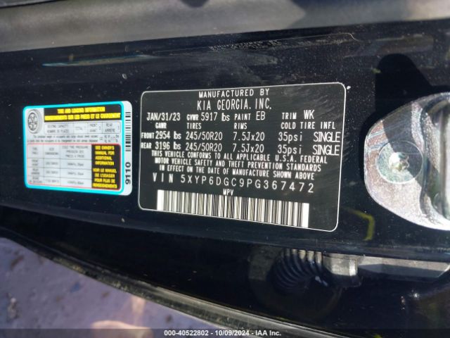 Photo 8 VIN: 5XYP6DGC9PG367472 - KIA TELLURIDE 