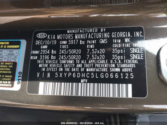 Photo 8 VIN: 5XYP6DHC5LG066125 - KIA TELLURIDE 