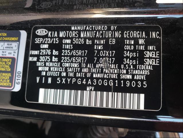 Photo 9 VIN: 5XYPG4A30GG119035 - KIA SORENTO LX 