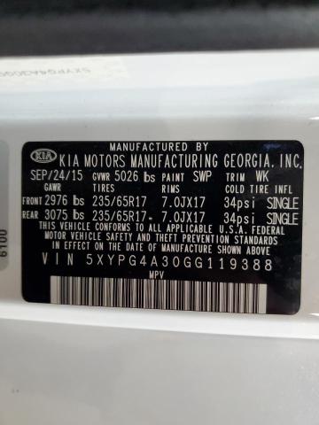 Photo 11 VIN: 5XYPG4A30GG119388 - KIA SORENTO 