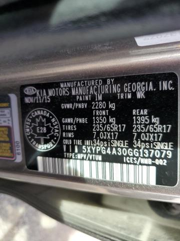 Photo 12 VIN: 5XYPG4A30GG137079 - KIA SORENTO LX 