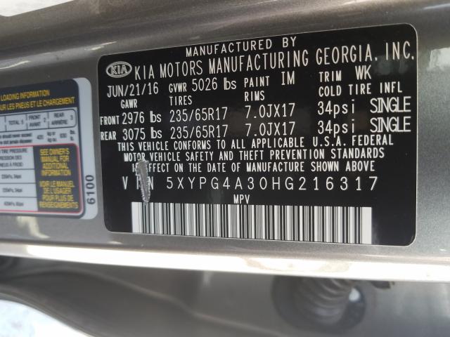 Photo 9 VIN: 5XYPG4A30HG216317 - KIA SORENTO 