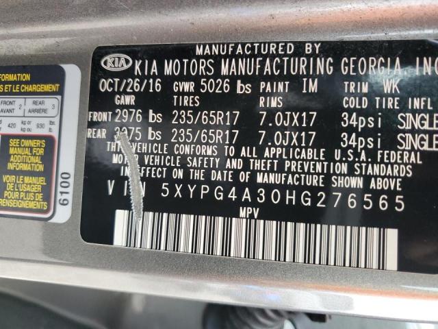 Photo 9 VIN: 5XYPG4A30HG276565 - KIA SORENTO LX 