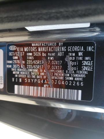 Photo 9 VIN: 5XYPG4A30JG402266 - KIA SORENTO 