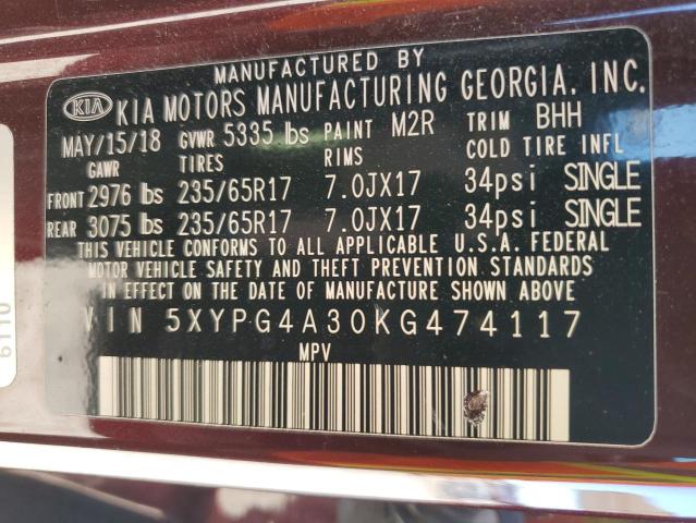 Photo 13 VIN: 5XYPG4A30KG474117 - KIA SORENTO 