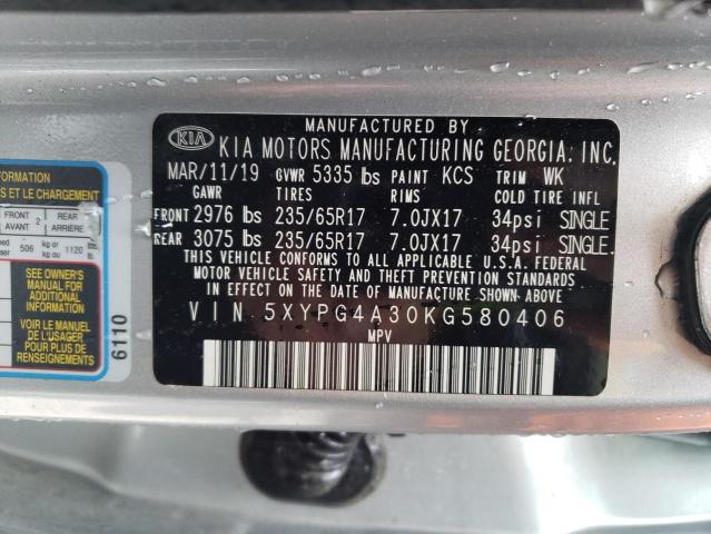 Photo 12 VIN: 5XYPG4A30KG580406 - KIA SORENTO L 