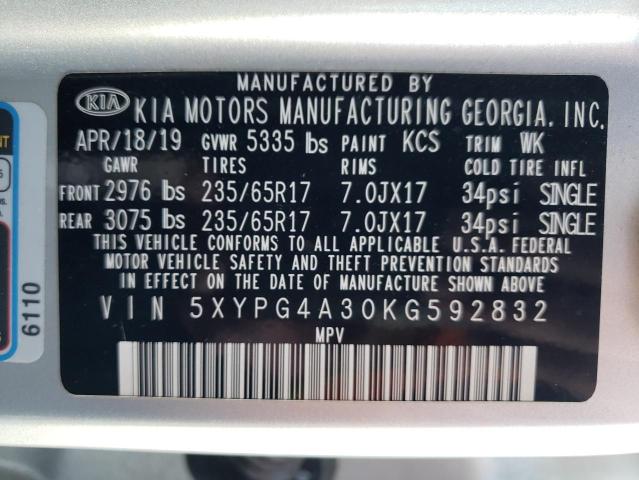 Photo 9 VIN: 5XYPG4A30KG592832 - KIA SORENTO L 