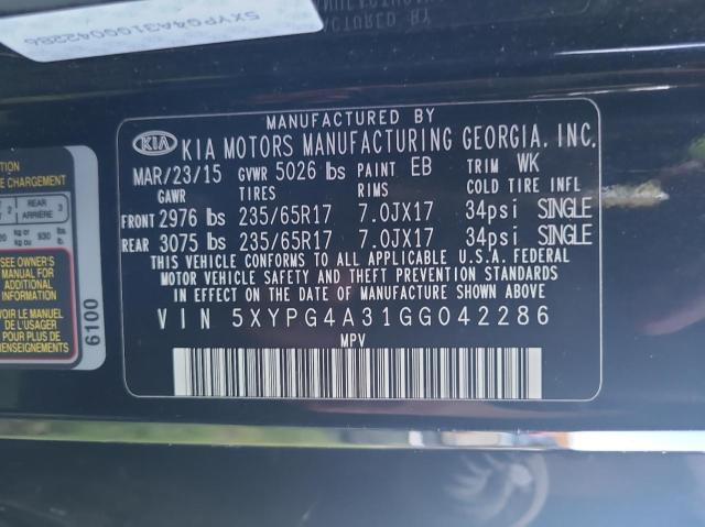 Photo 9 VIN: 5XYPG4A31GG042286 - KIA SORENTO LX 